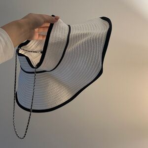 Stylish White Bucket Hat with Black Trim